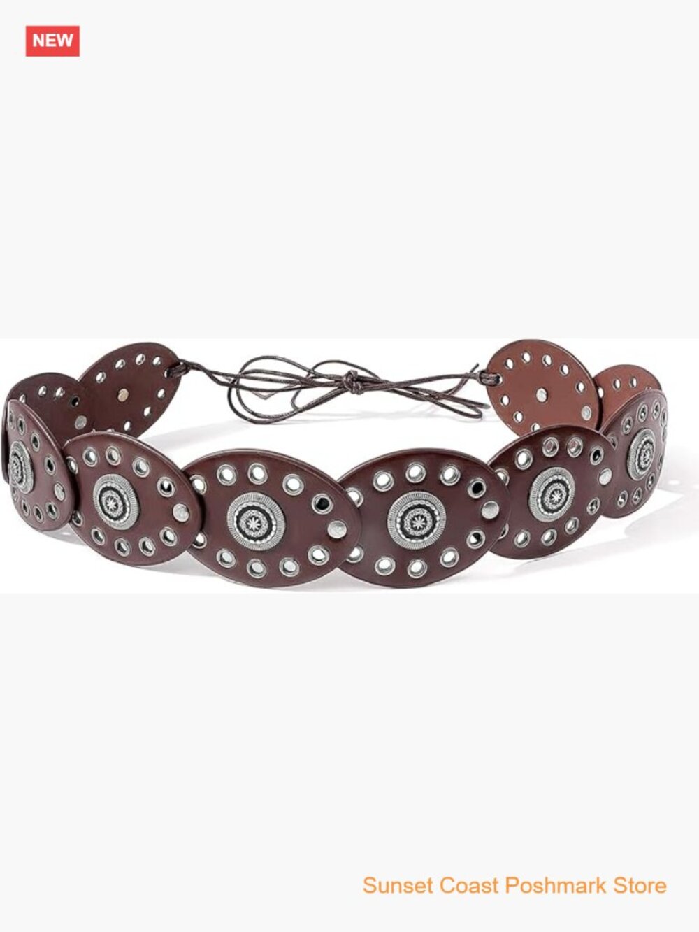 Women's Western Disc Leather Belt Boho Concho Style